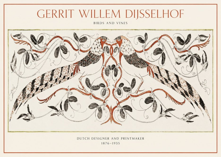 Gerrit Willem Dijsselhof Ornamental Design with Birds and Foliage No2 - Poster