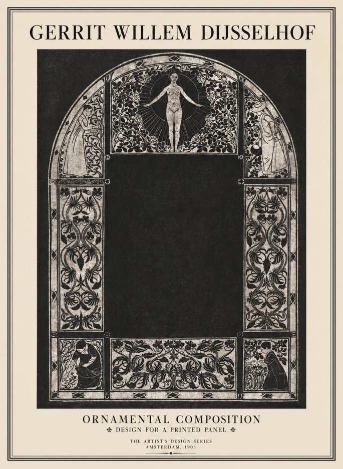 Gerrit Willem Dijsselhof Ornamental Composition - Design for a Printed Panel No1 - Poster
