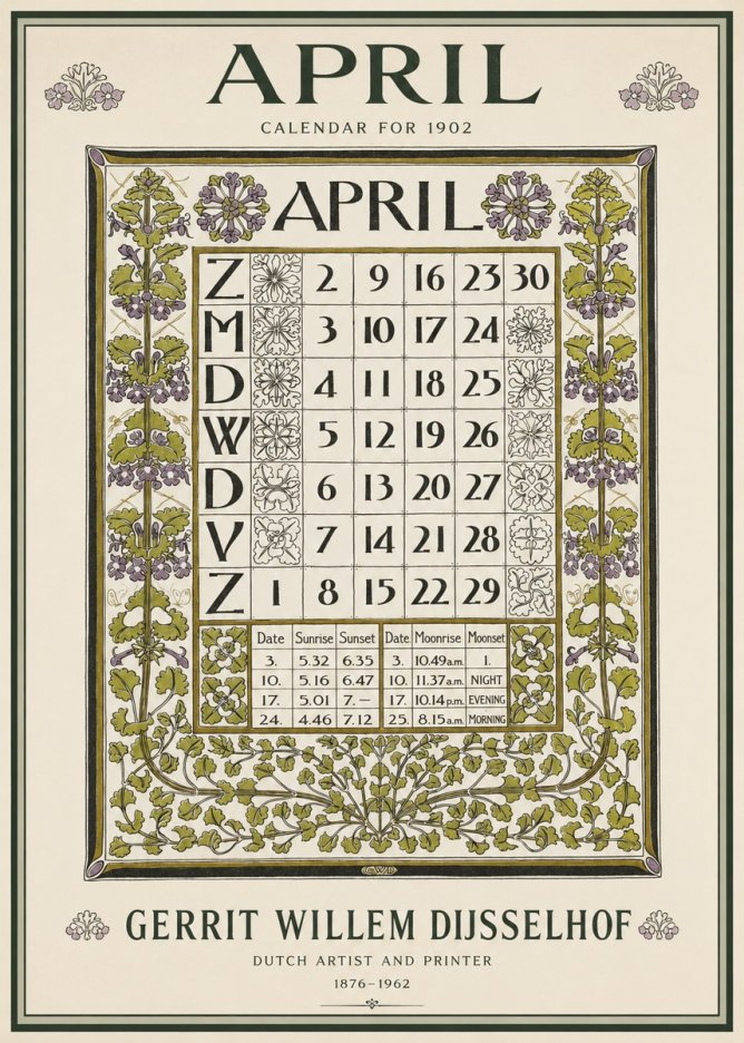 Gerrit Willem Dijsselhof April No3 - Poster