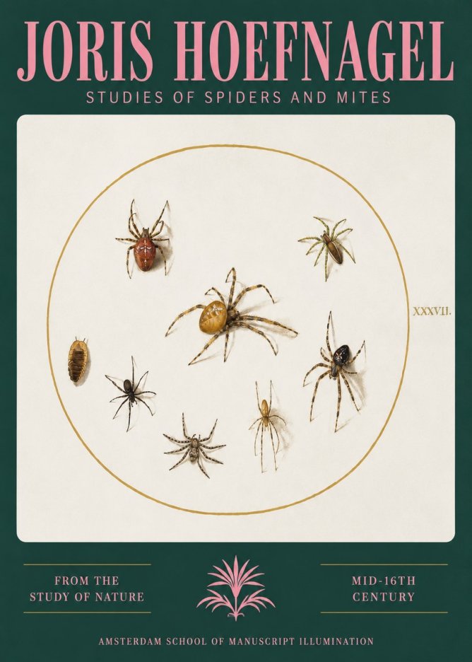 Joris Hoefnagel Study of Spiders and Mites - Plate Xxxvii. No3 - Poster