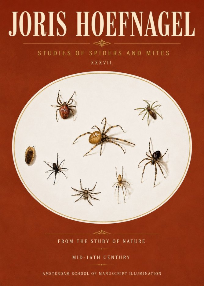 Joris Hoefnagel Study of Spiders and Mites - Plate Xxxvii. No6 - Poster