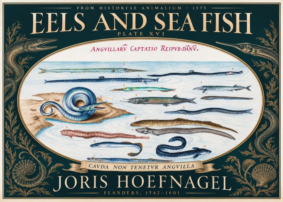 Joris Hoefnagel Eels and Sea Fish No5 - Poster