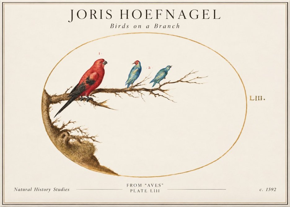 Joris Hoefnagel Birds on a Branch No2 - Poster