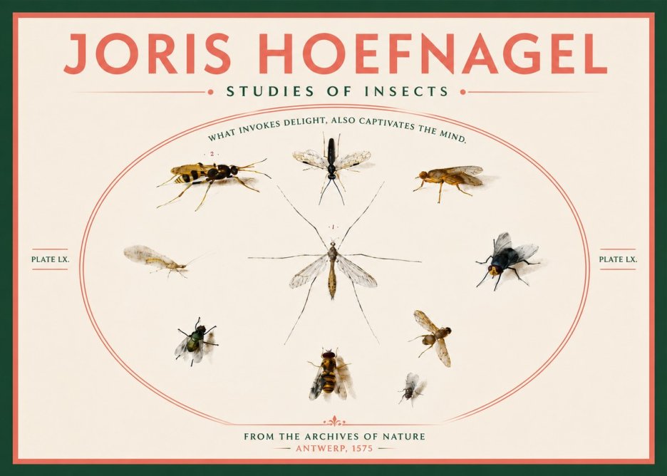 Joris Hoefnagel Studies of Insects III No6 - Poster