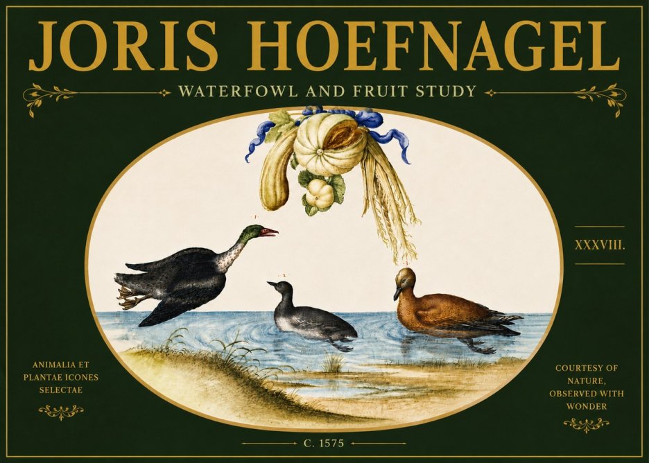 Joris Hoefnagel Waterfowl and Fruit Study No6 - Poster