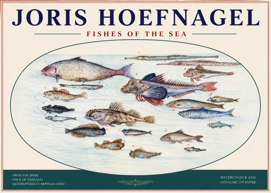 Joris Hoefnagel Fishes of the Sea III No4 - Poster