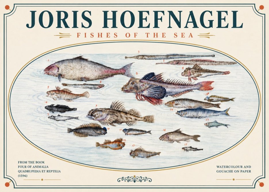 Joris Hoefnagel Fishes of the Sea III No5 - Poster