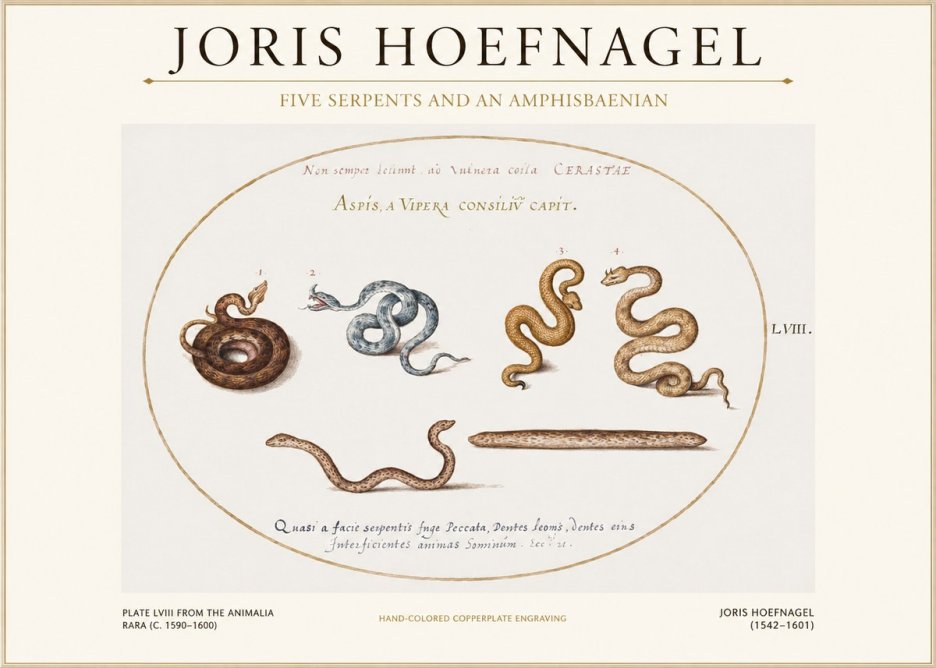 Joris Hoefnagel Five Serpents and an Amphisbaenian No1 - Poster