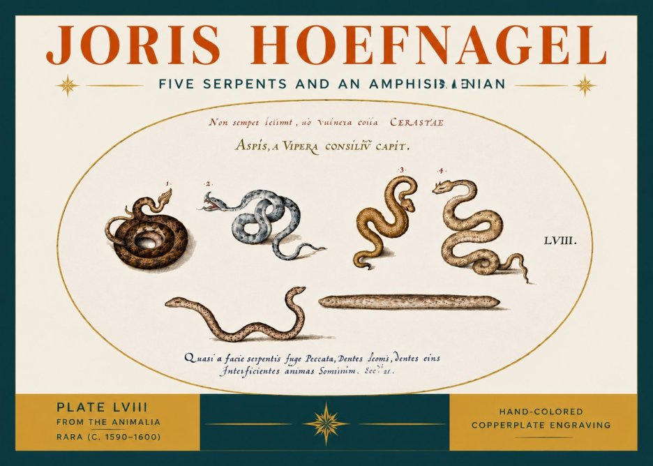 Joris Hoefnagel Five Serpents and an Amphisbaenian No6 - Poster