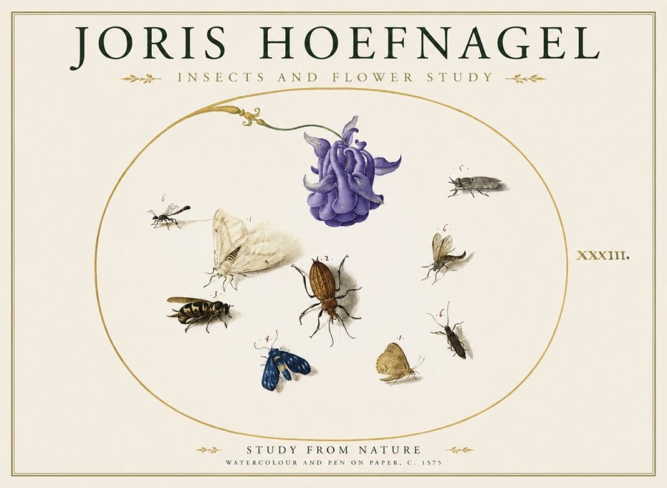 Joris Hoefnagel Studies of Insects and Flowers No2 - Poster