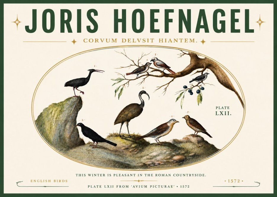 Joris Hoefnagel English Birds Plate Lxii No6 - Poster