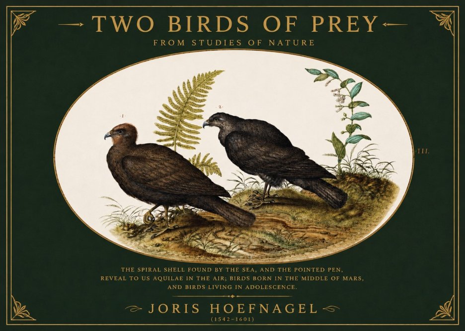 Joris Hoefnagel Two Birds of Prey - from Studies of Nature No2 - Poster