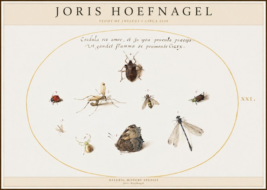 Joris Hoefnagel Study of Insects • Circa 1590 No1 - Poster