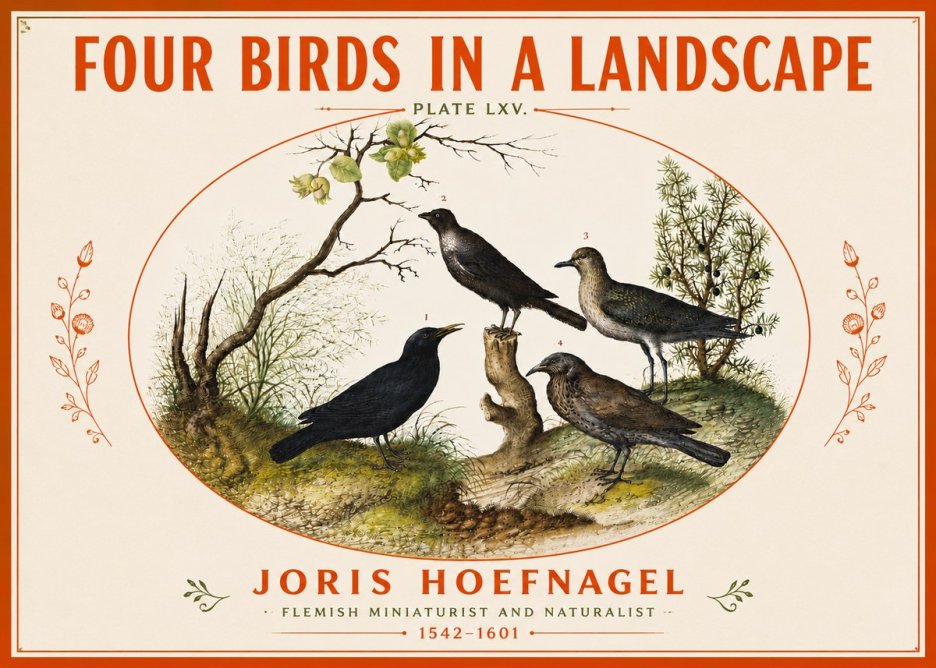 Joris Hoefnagel Four Birds in a Landscape No5 - Poster