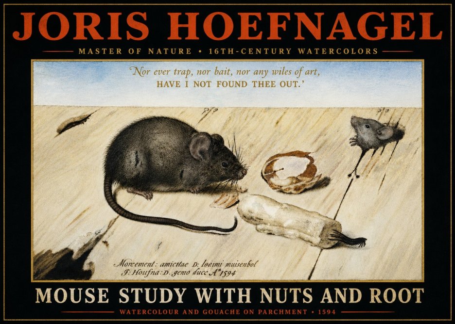 Joris Hoefnagel Mouse Study with Nuts and Root No4 - Poster