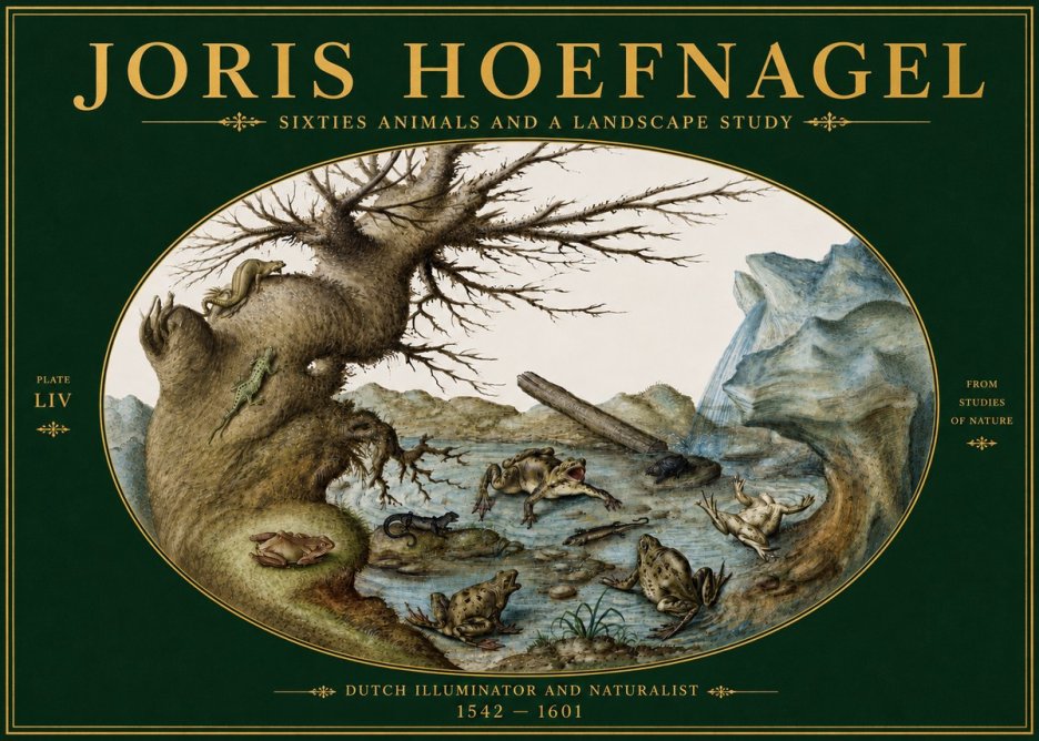 Joris Hoefnagel Sixtties Animals and a Landscape Study No5 - Poster