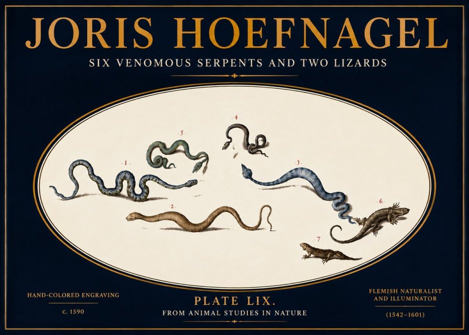 Joris Hoefnagel Six Venomous Serpents and Two Lizards No5 - Poster