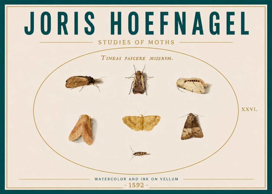 Joris Hoefnagel Studies of Moths II No6 - Poster