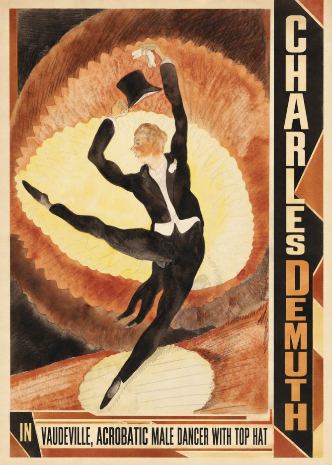 Charles Demuth In Vaudeville, Acrobatic Male Dancer with Top Hat No3 - Poster
