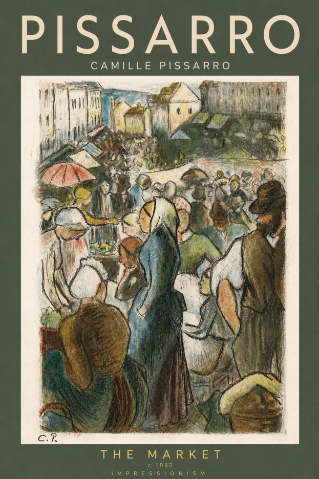 Pissarro The Market, Pontoise No2 - Poster