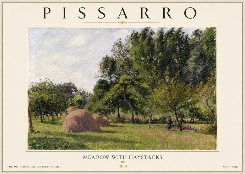 Pissarro Meadow with Haystacks No2 - Poster