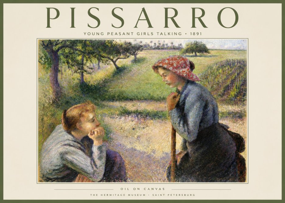Pissarro Young Peasant Girls Talking No2 - Poster
