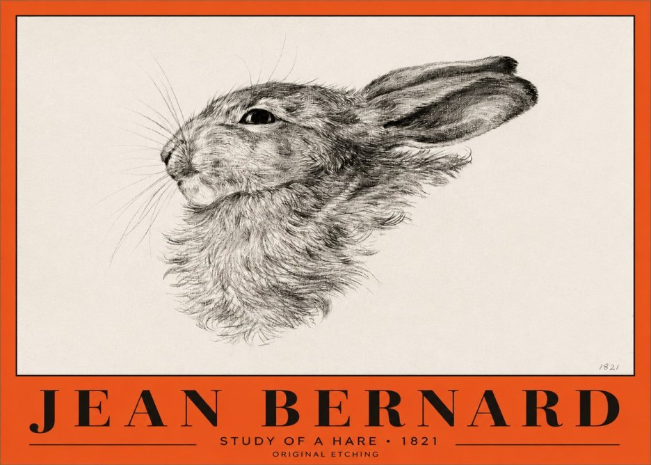 Jean Bernard Study of a Hare No2 - Poster