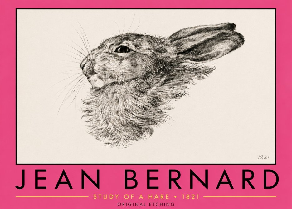 Jean Bernard Study of a Hare No5 - Poster