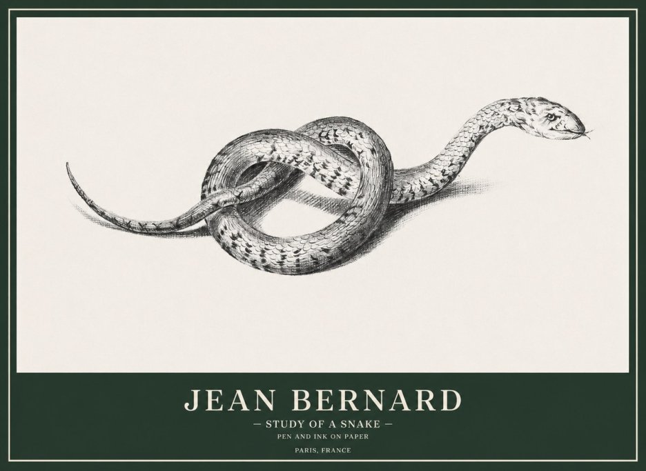 Jean Bernard Study of a Snake No1 - Poster