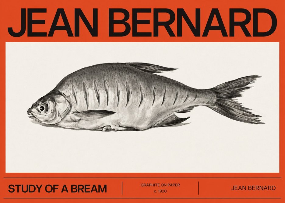 Jean Bernard Study of a Bream No2 - Poster