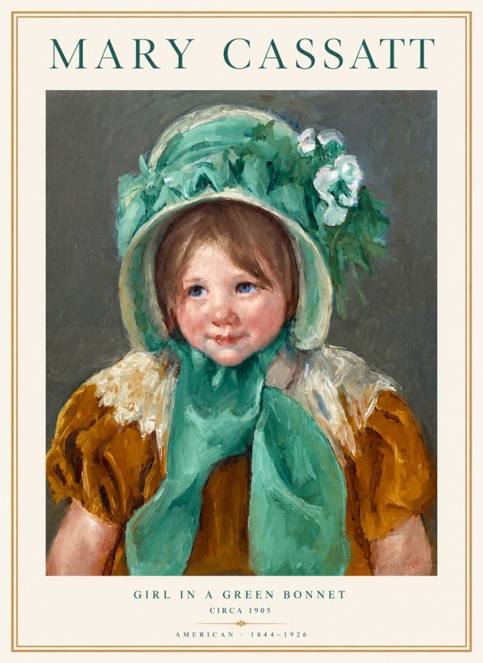 Mary Cassatt Girl in a Green Bonnet No3 - Poster