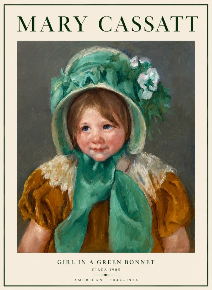 Mary Cassatt Girl in a Green Bonnet No5 - Poster