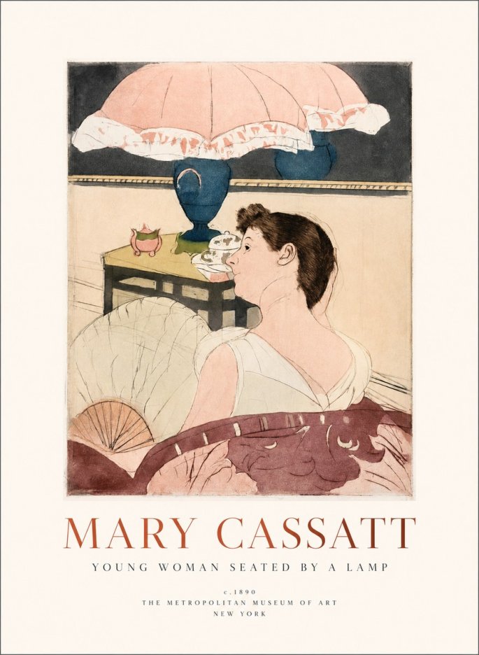 Mary Cassatt Young Woman Seated by a Lamp No1 - Poster