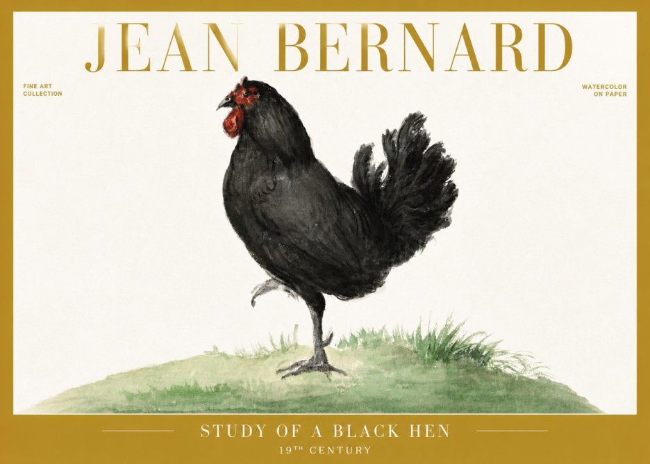 Jean Bernard Study of a Black Hen No6 - Poster