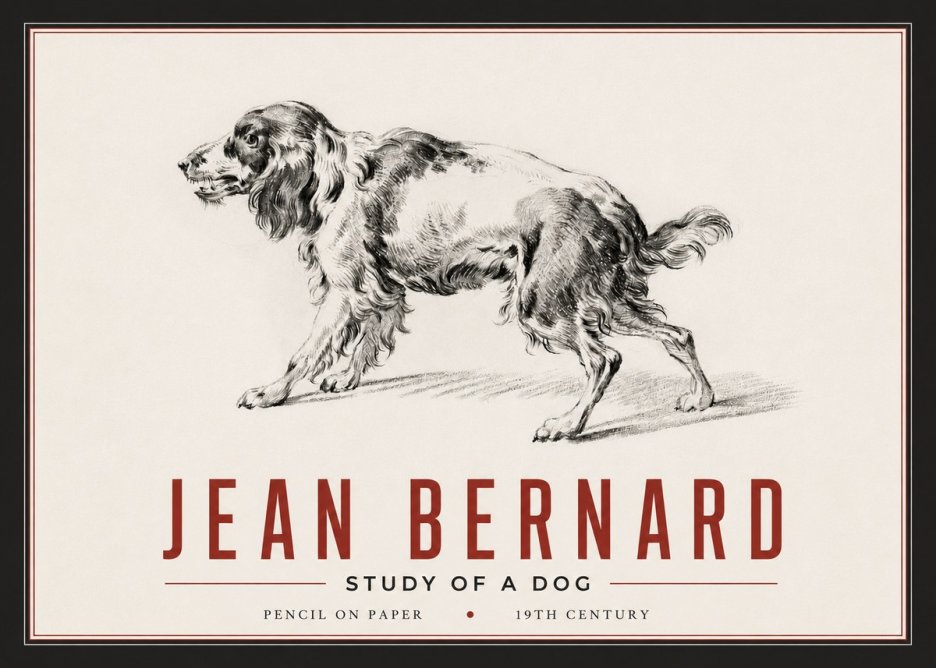 Jean Bernard Study of a Dog V No6 - Poster