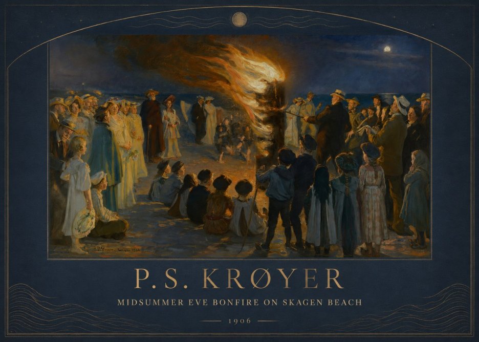 P.S. Krøyer Midsummer Eve Bonfire on Skagen Beach · 1906 No3 - Poster
