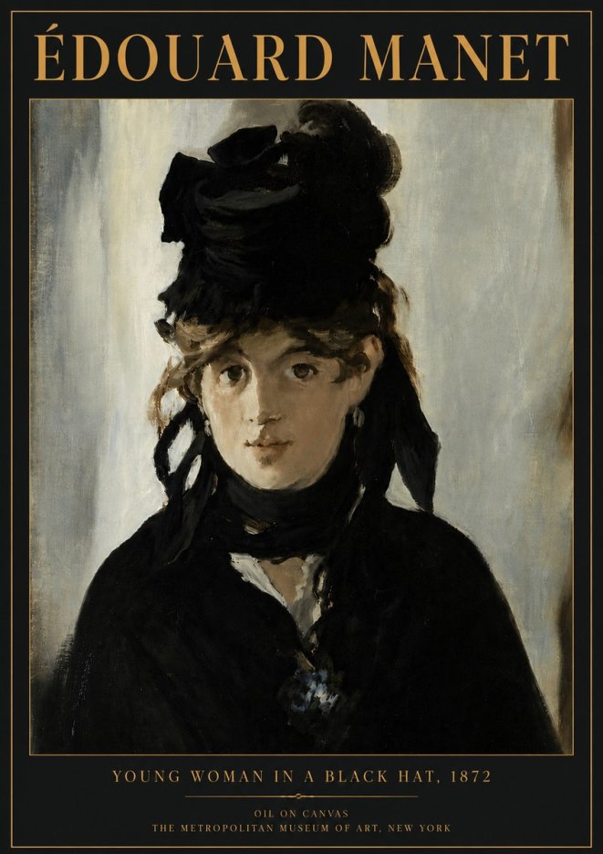 Édouard Manet Young Woman in a Black Hat, 1872 No5 - Poster