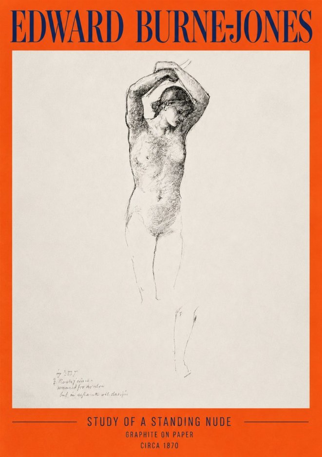 Edward Burne-Jones Standing Nude with Raised Arms (Study) No2 - Poster