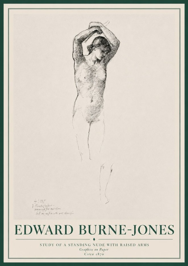Edward Burne-Jones Standing Nude with Raised Arms (Study) No3 - Poster