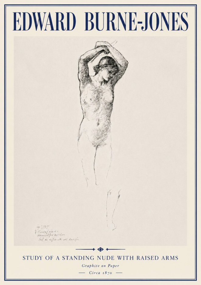 Edward Burne-Jones Standing Nude with Raised Arms (Study) No6 - Poster