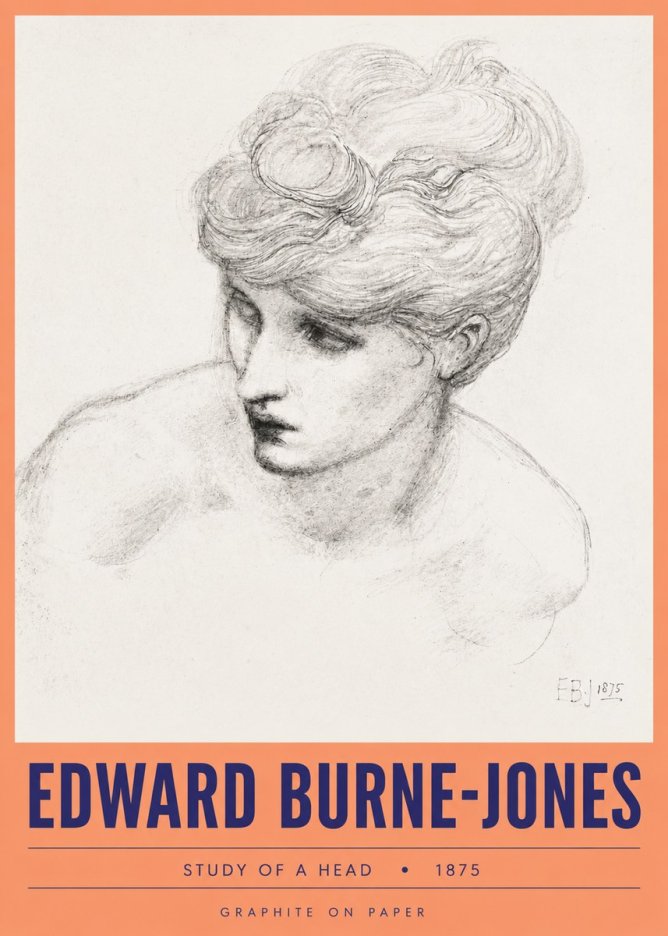 Edward Burne-Jones Study of a Head No3 - Poster