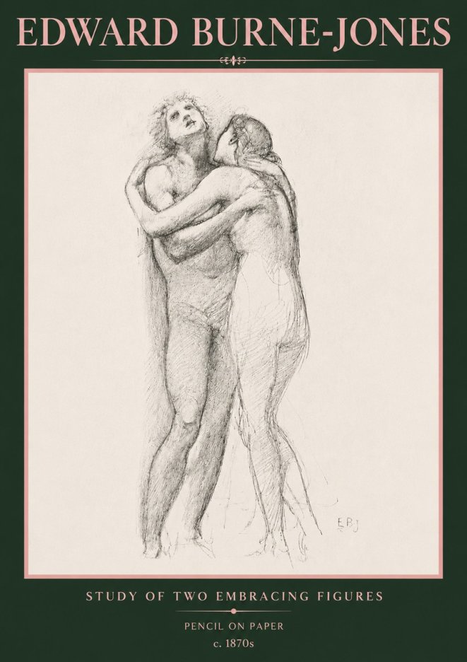 Edward Burne-Jones Study of Two Embracing Figures No5 - Poster