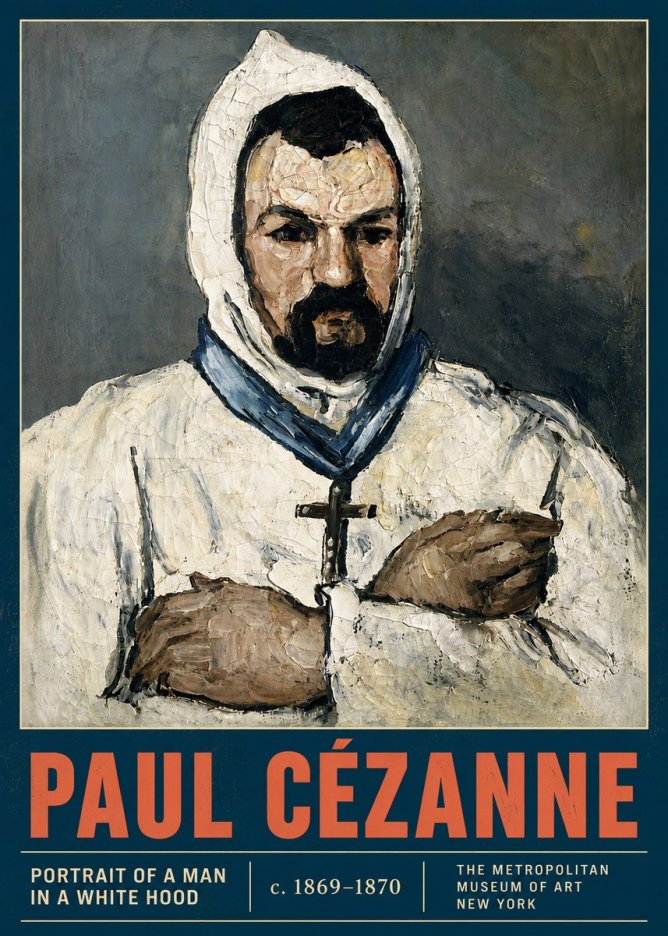 Paul Cézanne Portrait of a Man in a White Hood No4 - Poster