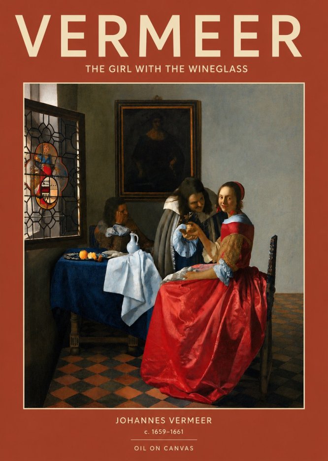 Vermeer The Girl with the Wineglass No3 - Poster
