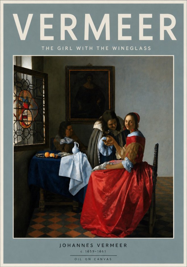 Vermeer The Girl with the Wineglass No4 - Poster