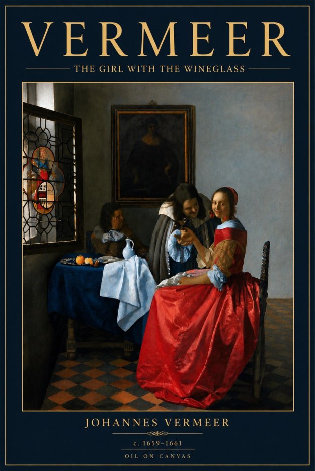 Vermeer The Girl with the Wineglass No6 - Poster