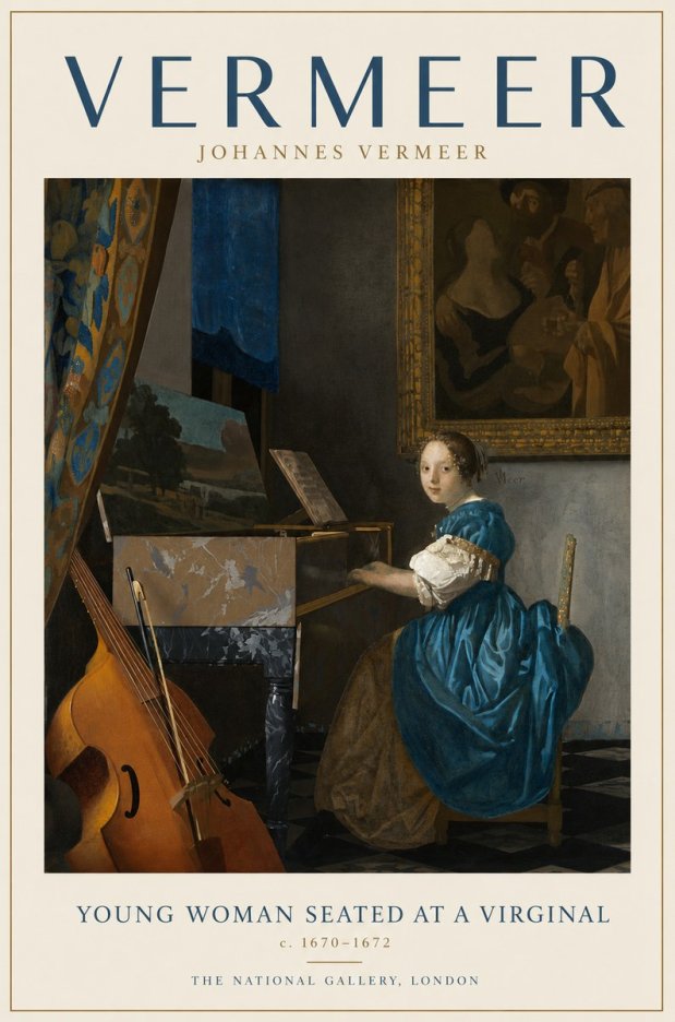 Vermeer Young Woman Seated at a Virginal No3 - Poster