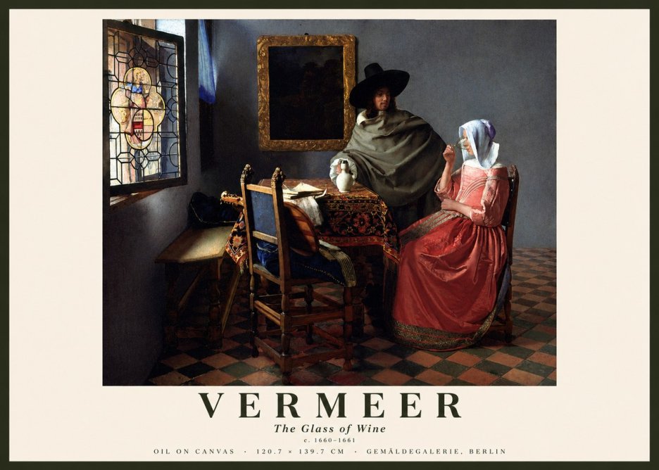 Vermeer The Glass of Wine No3 - Poster