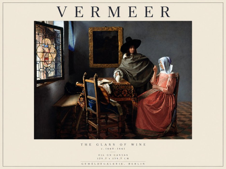 Vermeer The Glass of Wine No5 - Poster