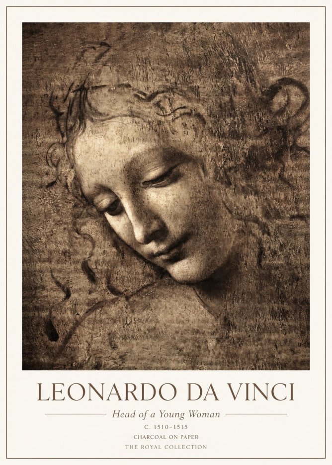 Leonardo da Vinci Head of a Young Woman II No1 - Poster